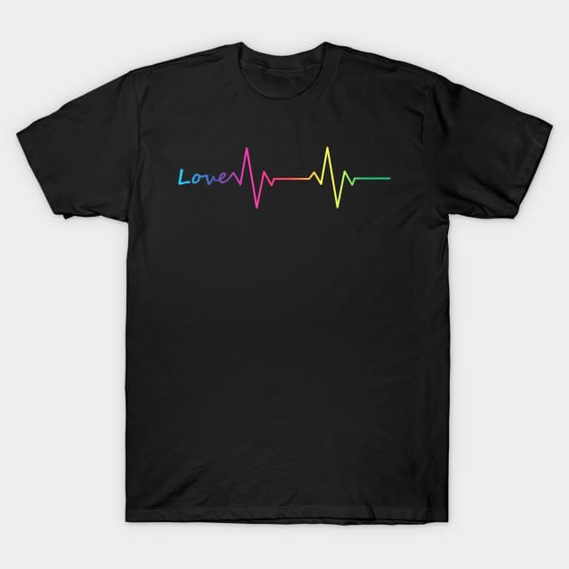 Rainbow Love Heartbeat T-Shirt by Olooriel